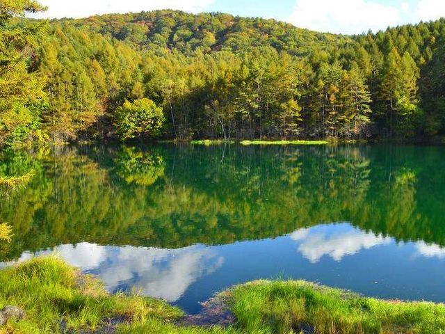 御射鹿池・・映り込みの綺麗な池・・
四季を通じてきてもいいところです_奥蓼科(おしどり隠しの滝・御射鹿池)
