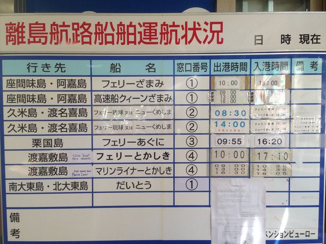 離島への時刻表_泊ふ頭旅客ターミナルビル とまりん