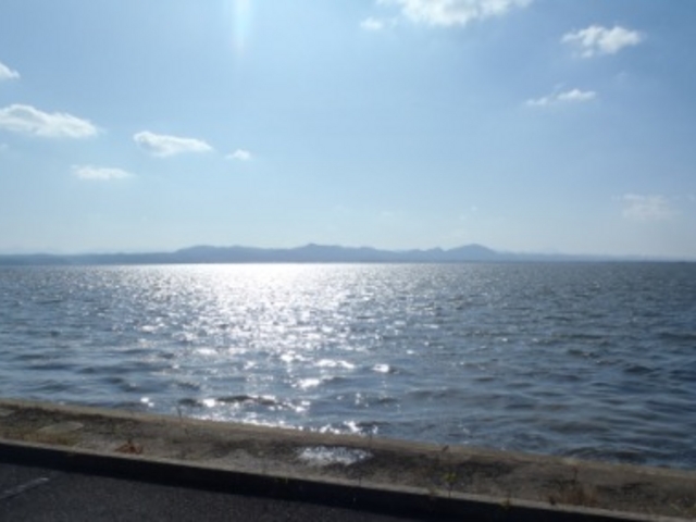 目の前の宍道湖。_山里波