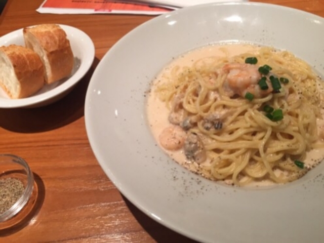 明太クリームのパスタです。_STREET PASTA COMPANY