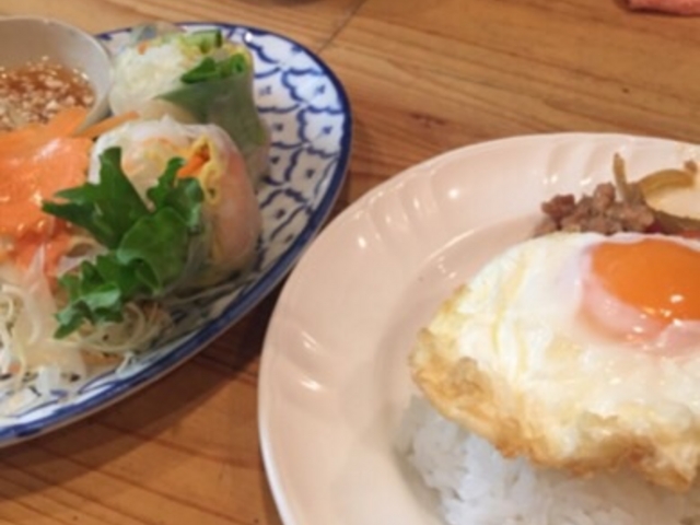 ガパオと生春巻きです。_ティーヌン 市ヶ谷店