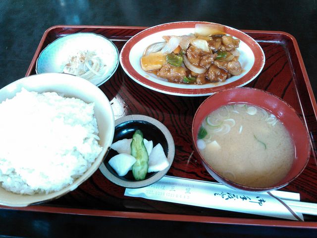 ランチの酢豚ライス_三笠