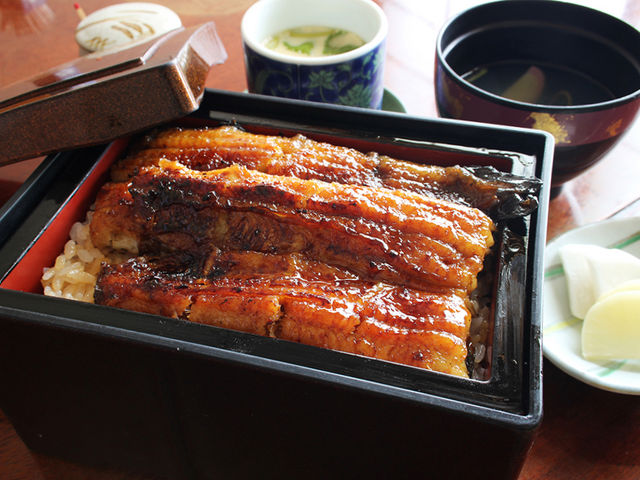 特大の鰻を炭火でふっくら香ばしく焼いてあります。_駿河の味処 富士屋