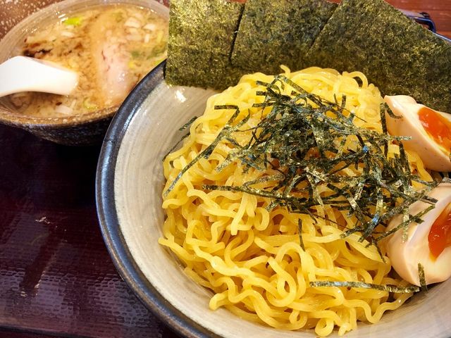 つけ麺に、味玉トッピング。_岩本屋 春江店