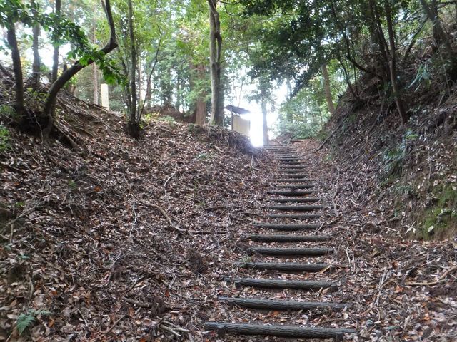 南虎口:左右には高い城壁(尾根を削平したもの)が迫る。_百地砦跡