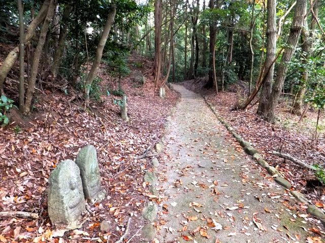 永保寺の伊賀四国八十八カ所の石仏めぐりの道。左側の尾根は土塁だったか?_百地砦跡