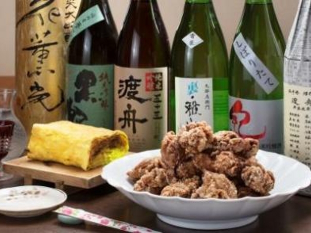 だし巻き玉子、唐揚げ、日本酒_食彩まさか