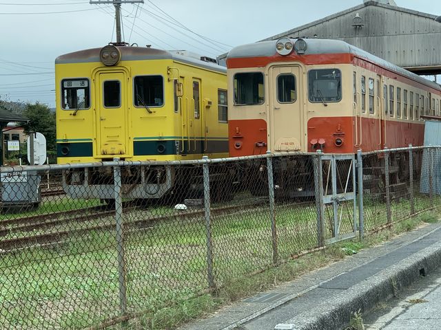 色も可愛い電車です_大多喜城大手門