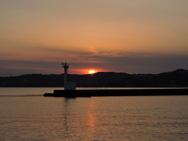 夕景A_牛窓港夕日