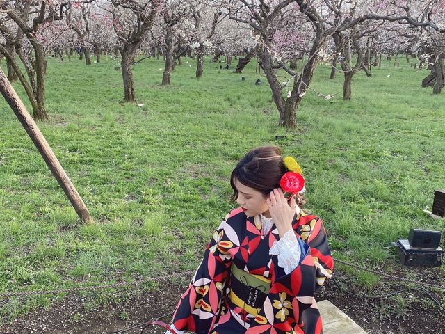 偕楽園梅まつりにて着物レンタルして頂きました_KIMONO MADE 千成屋 本店