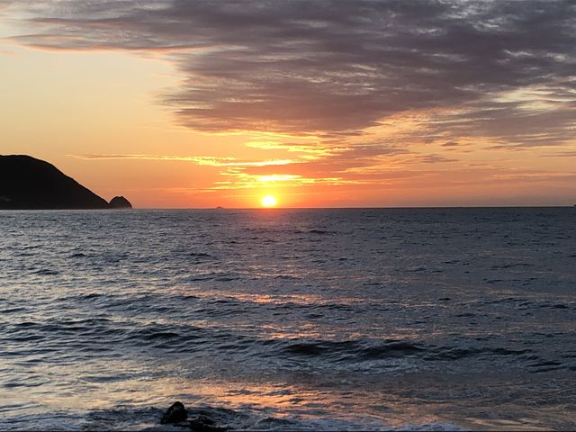 水平線に沈む夕日_志賀島