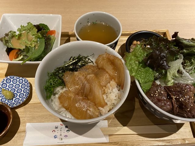 6種類?くらいから、2種類選べたので、お肉系とお魚系をセレクト。_大津温泉おふろcafeびわこ座