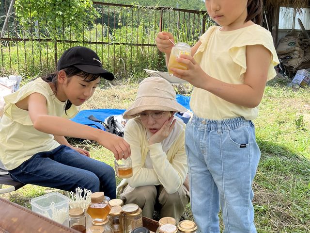 ハチミツ食べ続ける娘たち_berich養蜂場 丹波篠山
