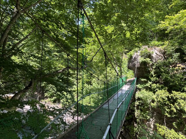 清流にかかる吊り橋_大平温泉 滝見屋