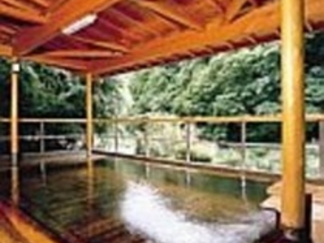箒川と豊かな緑が目の前に。男性用露天風呂_湯ったりの宿 松楓楼 松屋