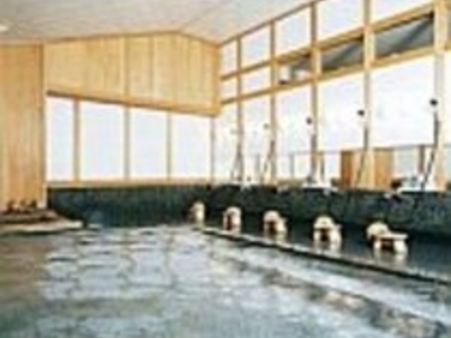磯部温泉をゆっくり堪能できる大浴場。木目がやさしい_湯元長寿館