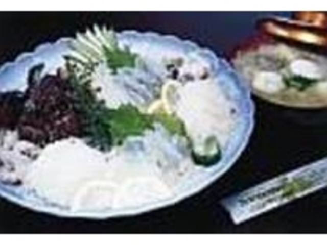 大きいサイズの天然ものオコゼのお造り_大衆割烹ごんだ