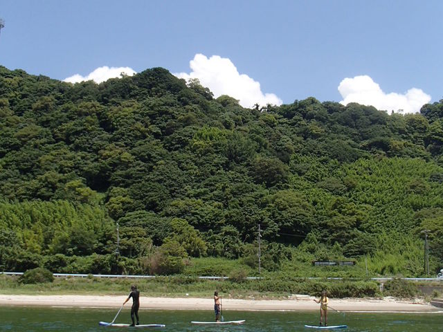 沖合から岸(陸)を眺めると、こんな風景! ⇒ SUPでリフレッシュしませんか! 性別問わず、幅広い年代の方が楽しめるスポーツ/種目です。_ESTA SURF(エスタサーフ)