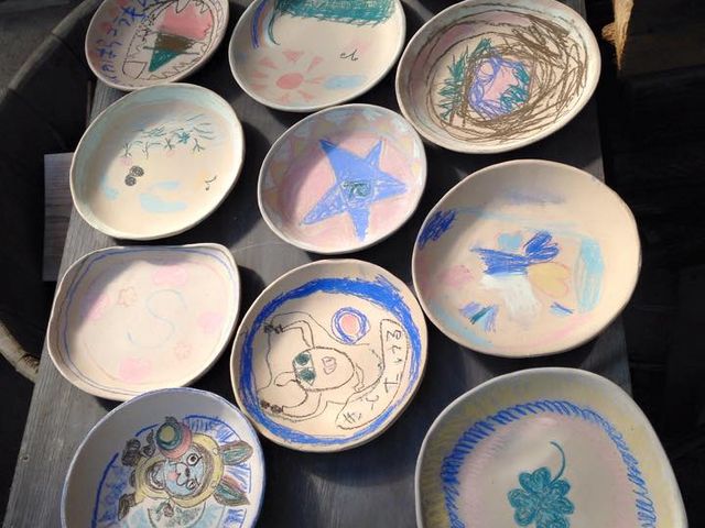 親子絵付け作品_陶芸工房「水の音 土の音」