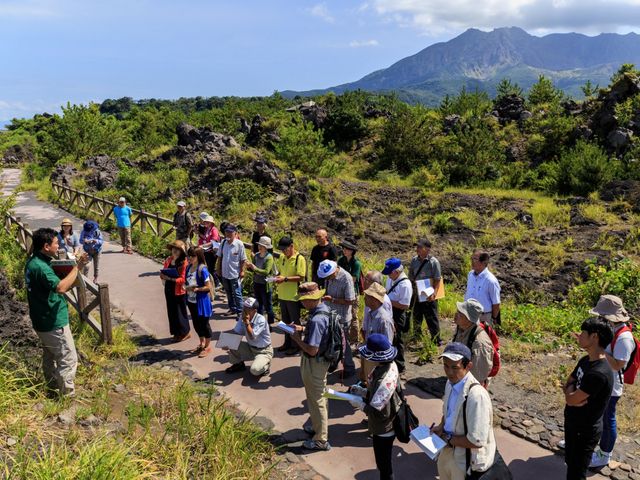 溶岩原をガイドと歩くと、景色の裏側を楽しめる。_桜島ミュージアム