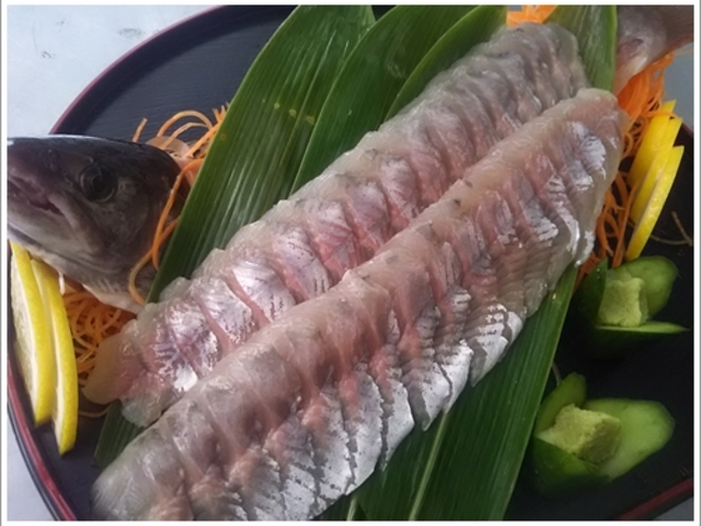 釣った魚で活け造り_いわなの里