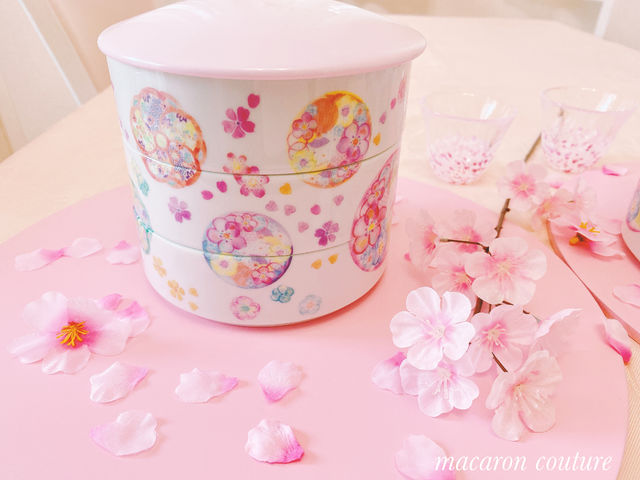 1年を通してご使用可能な和食器三段重_ポーセラーツサロン macaron couture 武蔵小杉