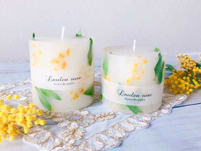 【ボタニカルキャンドル】季節に合わせてお花が変わります_candle&flower Laulearose