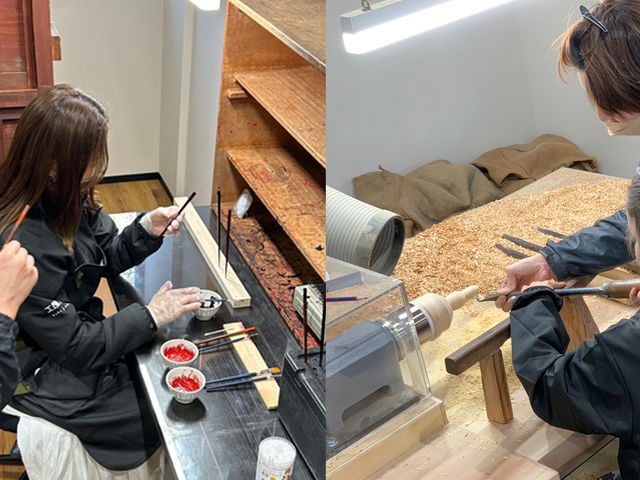 職人さんから手ほどきを受けて、自身で作ります。
初めは難しいですが、慣れてくると面白くなってきます。あっという間に時間が過ぎますよ。_工房静寛