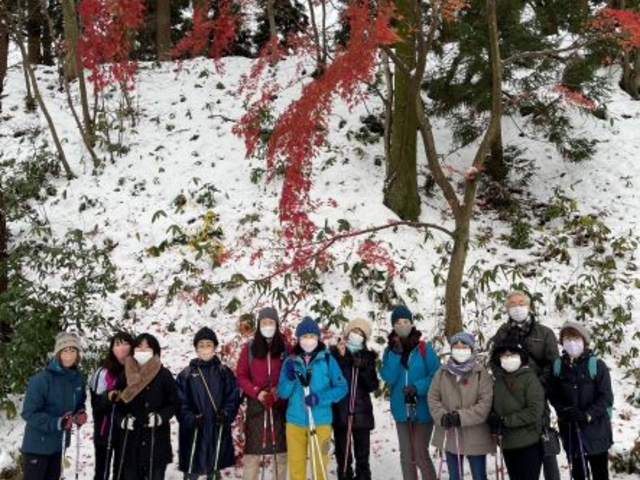 紅葉と雪。秋田の冬。_あきたポールウォーキングクラブ