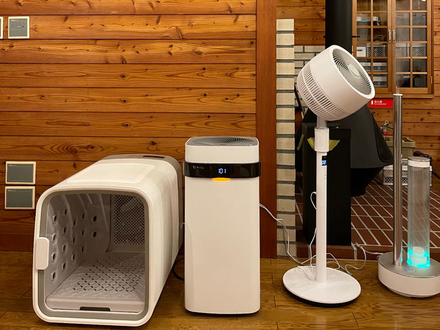 加湿器、空気清浄機Airdog、サーキュレーター、愛犬ドライルームnello、床暖房、暖炉を完備_PAPRUM BASE 北軽井沢