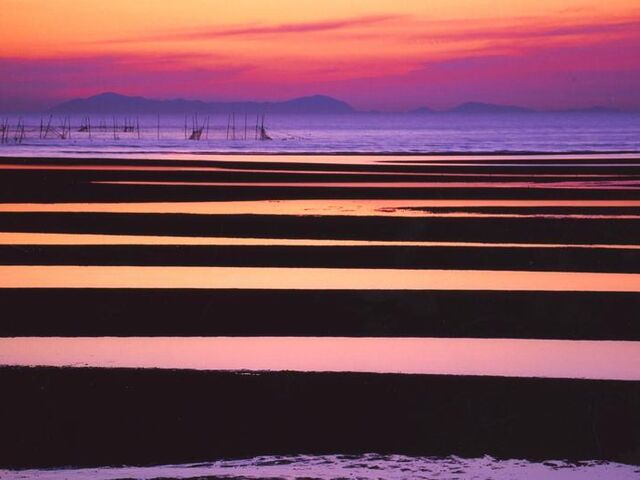 真玉海岸の夕陽の写真1