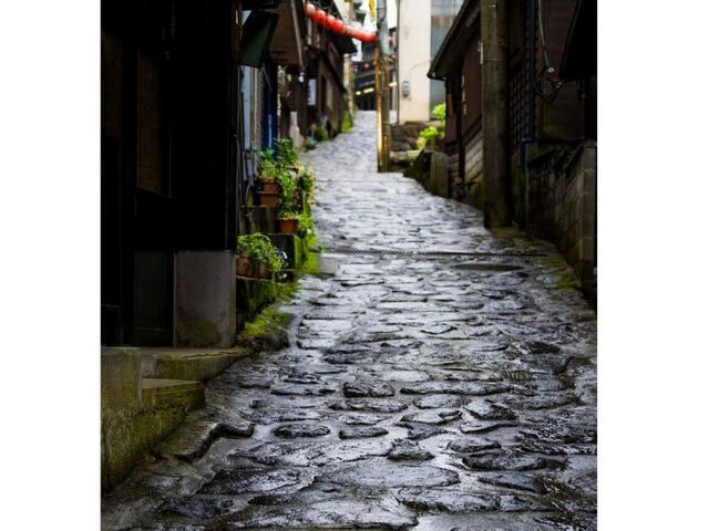 湯平温泉の石畳の写真1