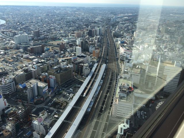 浜松を通過する東海道新幹線_アクトタワー