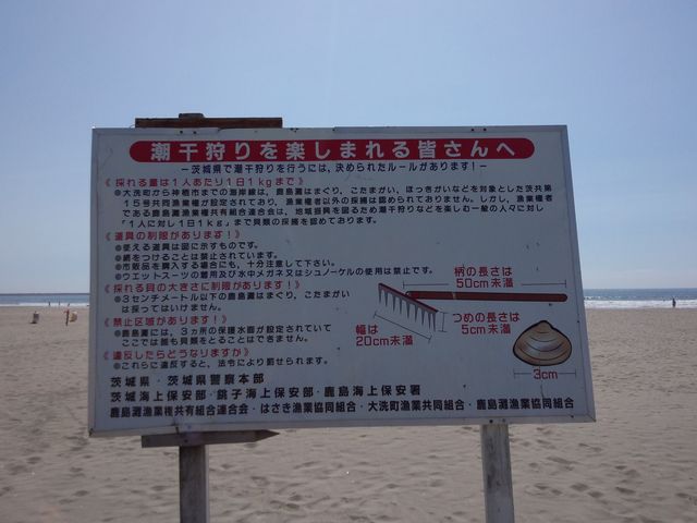 2015年5月1日撮影)
「大洗サンビーチ」潮干狩りのルール掲示板_大洗サンビーチ