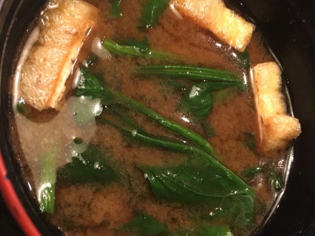 ほうれん草入りの汁_とんかつとんQ 春日部店