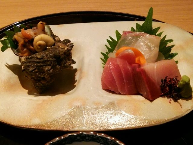 貝、お刺身三種盛り_文珠荘