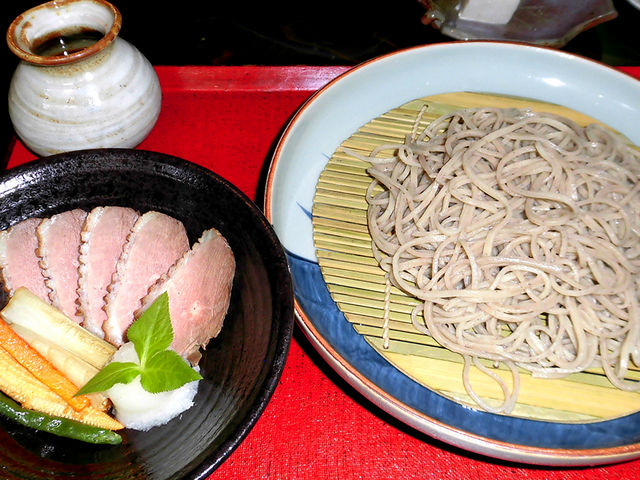 鴨と素揚げ野菜そば_四季の里 蕎麦 季里