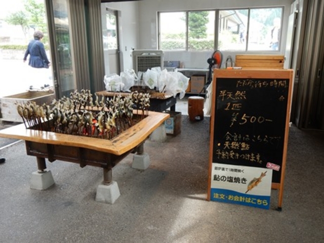 半天然鮎1匹500円_道の駅古今伝授の里やまと・くつろぎ広場