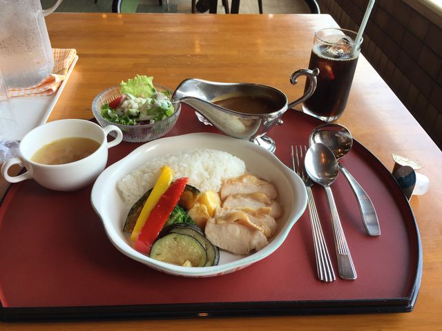 季節の野菜カレーとアイスコーヒー_箱根湯の花プリンスホテル
