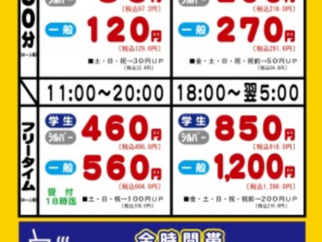 当時の料金_バンバン中央店