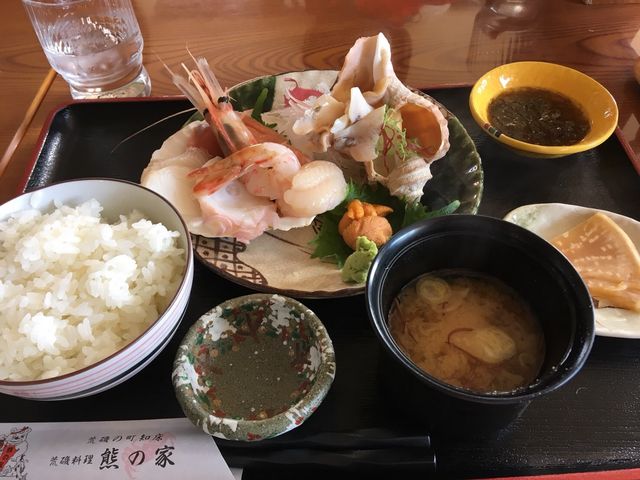 刺身定食、5種のお刺身はどれも美味でした!_熊の家