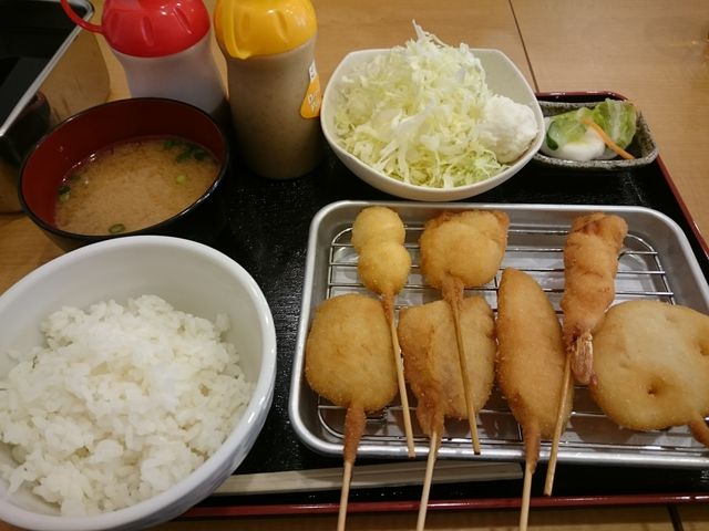 串かつ定食+単品エビ_大阪新世界 串かつ さじろう 南流山店
