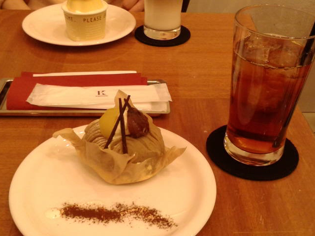 モンブランとアイスティー_きのとやカフェ 大丸店