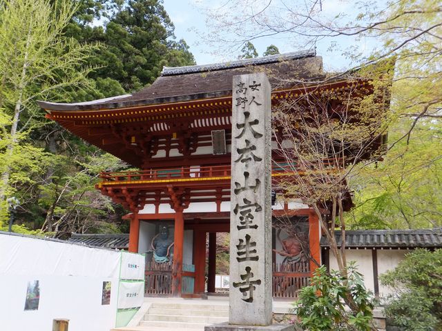 2019年まで宝物館築造のため、門前には養生パネルが置かれています。_室生寺仁王門