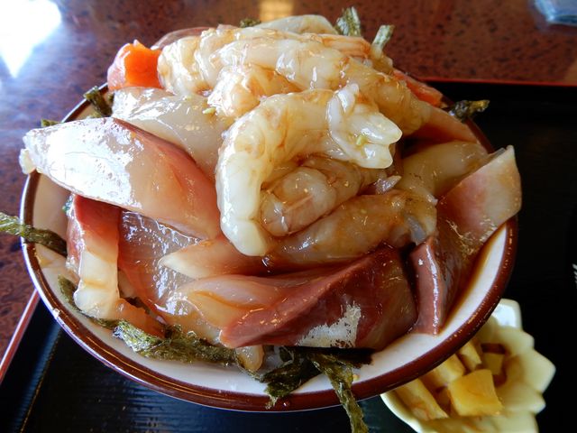 鳴石丼。猛者海老満載!_魚料理 海