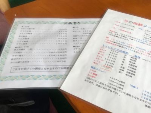 メニューです。_正立食堂