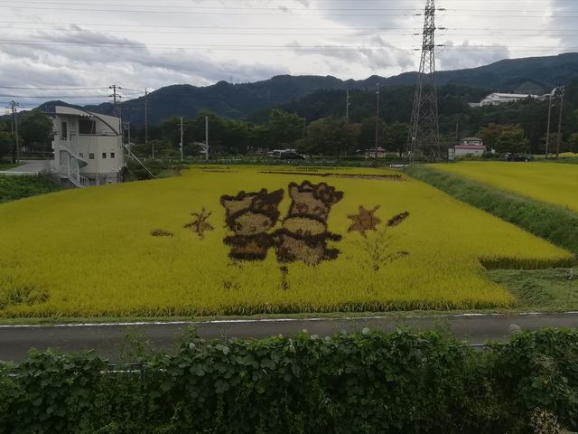 裏手の田んぼアート_道の駅 湯の香しおばら