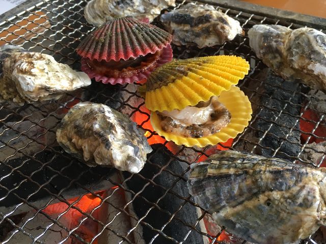 楽しく牡蠣焼き_かき焼き おみやげ村