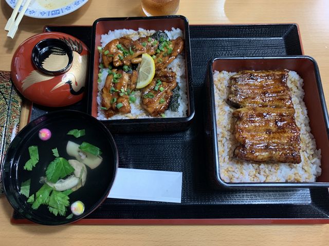 二段重(うな重+とり重)と肝吸い_鳥常本店
