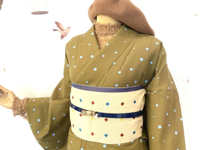 着物洋風コーデがおしゃれ_きものレンタル 千成屋 笠間店